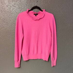 J. Crew Vibrant Pink Lace Neck Sweater